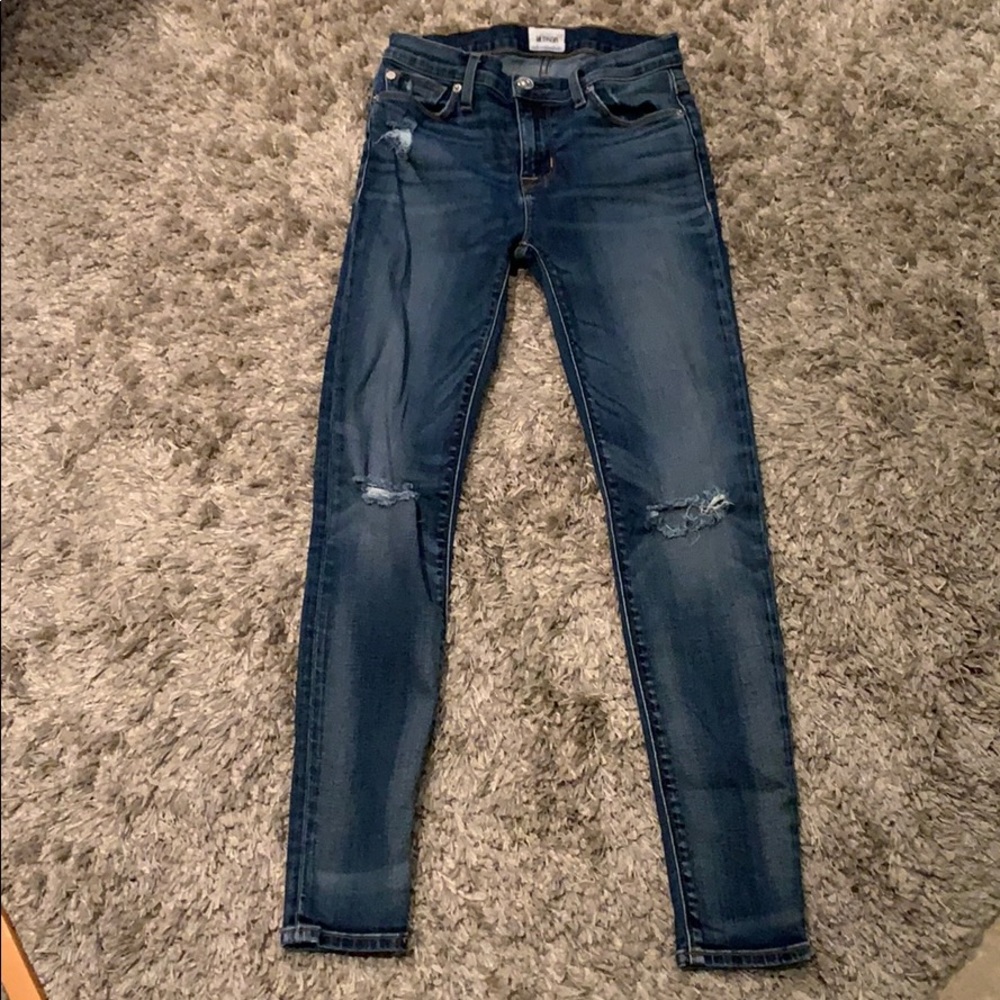 Hudson Midrise distressed super skinny jeans